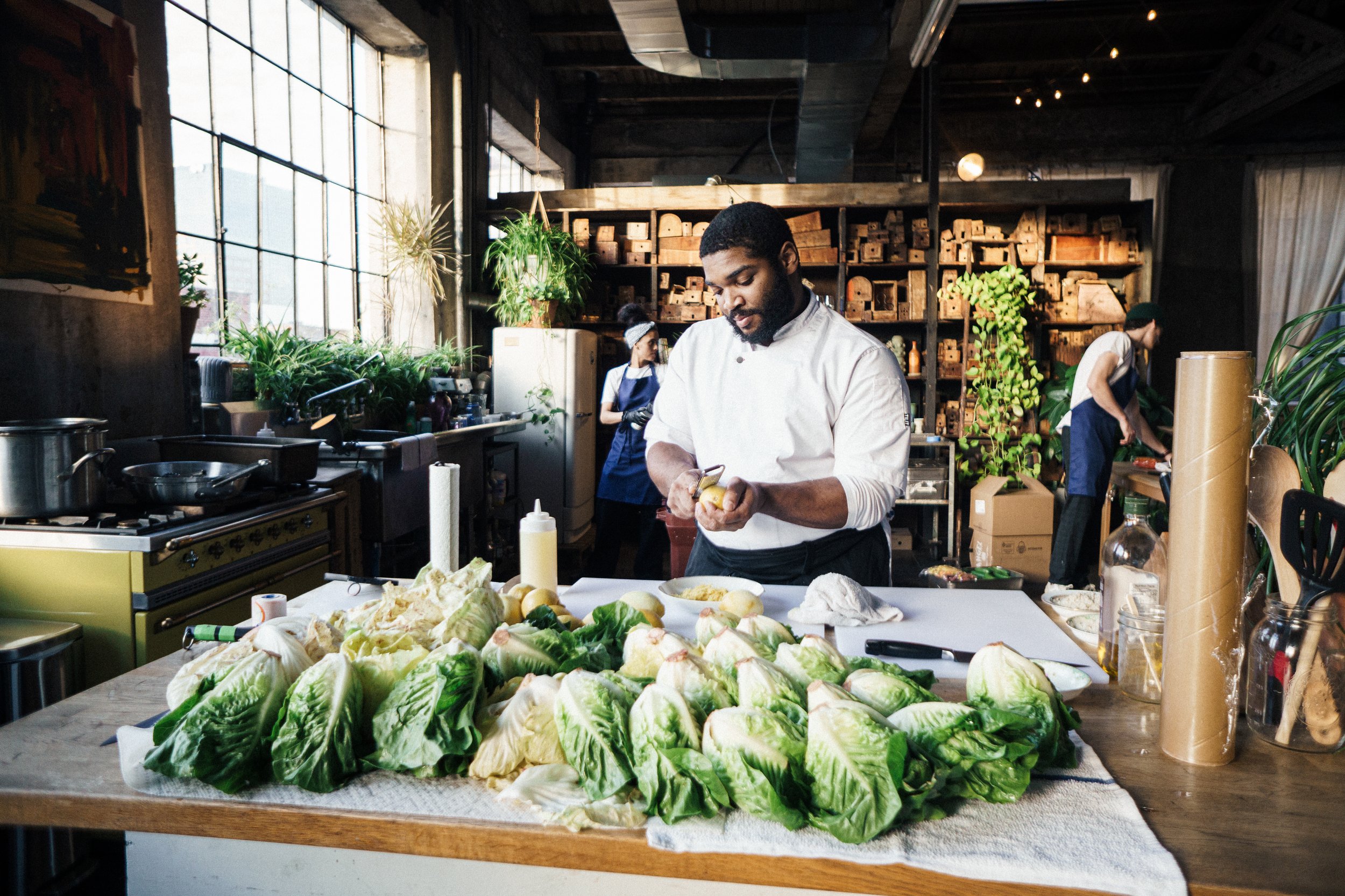a chef preparing food for a corporate event at ODR Studios Newark NJ